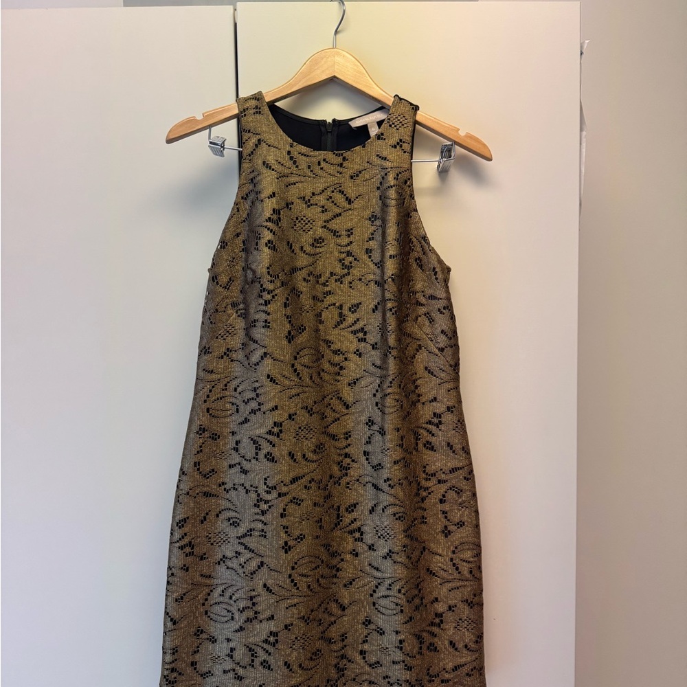 Elegant Black and Gold Lace Dress
